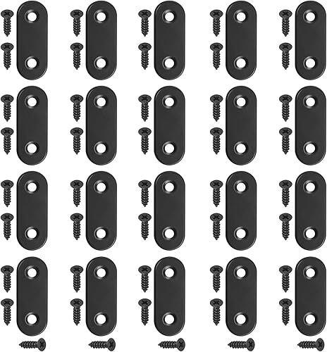 Hilitchi gerade Klammer Edelstahl schwarz gerade Ecke Klammern gerade flach Strebe Reparatur flache Platten mit Schraube (40mm, 20pcs) - Cheap-Us