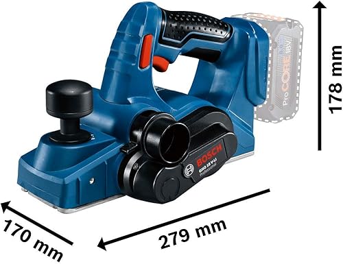 Bosch Professional 18V System Akku Hobel GHO 18V-LI (Leerlaufdrehzahl 14.000 min-1, max. Spandicke 1,6 mm, ohne Akku/ Ladegerät) - Cheap-Us