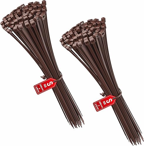 intervisio Kabelbinder 200mm x 4,8mm Farbe Braun Dunkelbraun 100 Stück - Cheap-Us