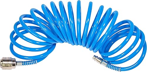 Güde 41400 SB Druckluft Spiralschlauch 5 M (mit Schnellkupplung und Stecknippel, Knickschutz) & BGS 3208 | Druckluft-Ausblaspistole | 100 mm | Drukluftpistole | Griff aus blauem Nylon-Fiberglas - Cheap-Us