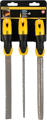 Stanley Holzraspel-Set (3 teilig, 200 mm Länge, flachstumpf/halbrund/rund mit Hieb 1, Karbon-Stahl) 0-22-477 - Cheap-Us