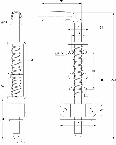 Türriegel Torriegel Bolzenriegel Riegelverschluss 420/14 mm Verzinkt (1, Türriegel 420/14) - Cheap-Us