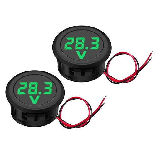 Giantdeer 2PCS 12V DC Voltmeter, Batterieanzeige 12V mit LED Anzeige, Wasserdichtes Digitalanzeige Voltmeter für 12V-24V Auto/Motorrad/LKW/Boot (Grün) - Cheap-Us