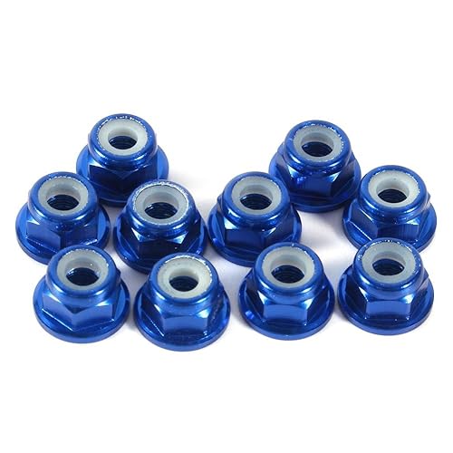 Sechskant-Selbstverriegelungsmuttern, 10 Stück, M5-Mutter, CNC-Aluminium, Flansch, Nylon, selbstsichernde Metallmuttern, dunkelrot - Cheap-Us