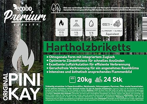 ecobo Pinikay-Holzbriketts aus nachhaltigem, FSC-zertifiziertem und ökologischem Anbau (Menge, 20) - Cheap-Us