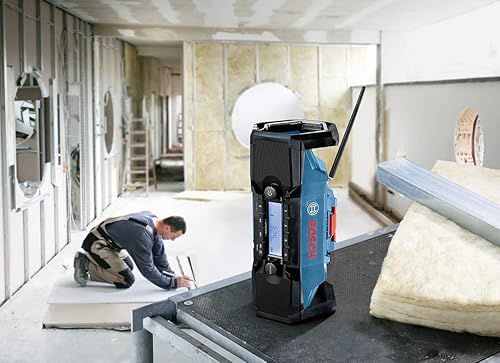 Bosch Professional 18V System Akku Baustellenradio GPB 18V-2 SC (Empfang über DAB+, Bluetooth, FM und AUX, inkl. 1x Netzteil, 1x AUX-Kabel, 1x 3V CR2032 Lithium-Knopfzellen-Batterie) - Cheap-Us