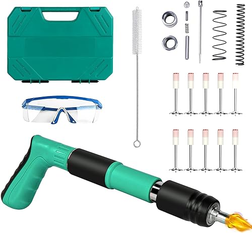 Nagelpistole Nägel Druckluft Set, Bolzenschussgerät Beton, Manuelle Nail Gun Werkzeug, Hammer Gun, Nagelschussgerät mit Schutzbrillen und 10 Runden Nägeln, für Stahl & Beton, Einfacher Bedienung - Cheap-Us