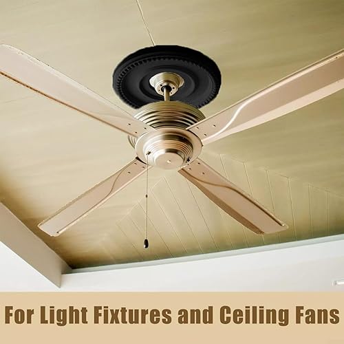 HOHOVYVY Deckenrosette,Stuckrosette,Schwarzes Rundes Medaillon PU-dekorative Deckenventilator-Leuchten Deckt Platte Ab - Cheap-Us