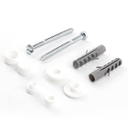 WC Bidet Ankerbolzen Set, WC Befestigungsschrauben Kit Weiße Kappe Toilettenschüssel Boden Befestigungsset mit Kunststoff Unterlegscheiben WC Befestigungsstift für Boden Badezimmer WC WC - Cheap-Us