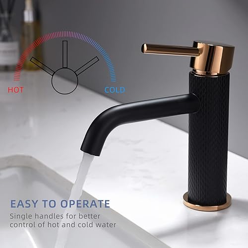 TIMACO Mischbatterie Bad Wasserhahn Badarmatur Waschtischarmatur Waschbeckenarmatur Waschbecken Badezimmer,Schwarz und Gold - Cheap-Us