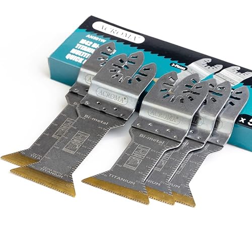Acroma 5-teilige Titan-verstärkte M42 HSS Bi-Metall Multitool-Klingen, 45 mm und 68 mm extra lange Klingen, ideal für Tauchschnitte auf Multi-Materialien, BM50005 - Cheap-Us