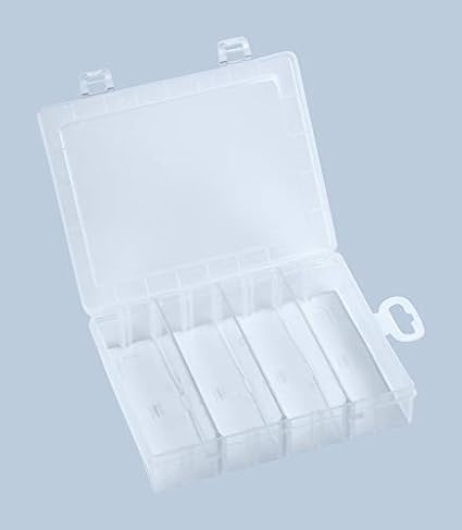 hünersdorff Sortimentskasten PP-Eco Mini mit 5 Fächern | stabile Sortierbox für Schrauben und andere Kleinteile | feste Facheinteilung | 14 x 18 x 4 cm, transparent - Cheap-Us