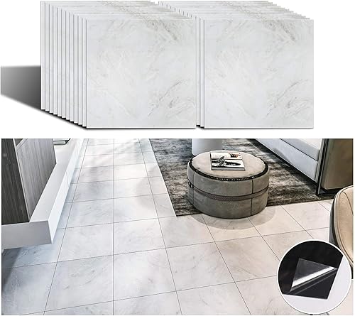 VEELIKE 60cm x 30cm Küche Vinyl Bodenaufkleber Fliese Selbstklebend 24 Stück Ölfest Wandfliesen Boden Wasserdicht für Wohnzimmer Badezimmer PVC Dekorativer Fliesenaufkleber Schälen und kleben - Cheap-Us