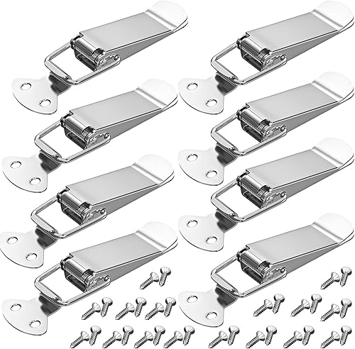 Diompirux 8 Stück Spannverschluss mit 35 Schrauben, Hebelverschluss Silber, Eckbefestigung Schnappverschluss Sicherer Verschluss, Geeignet FüR Kisten, WerkzeugkäSten, Schubladen, SchräNke - Cheap-Us