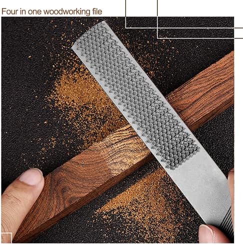 4-in-1 Halbrunde flache Raspel, Karbonstahl, Handraspelfeilen zum Formen von Holz, Leder, Kunststoff, Metall, Holzschnitzfeilen für Tischler, 20,3 cm - Cheap-Us