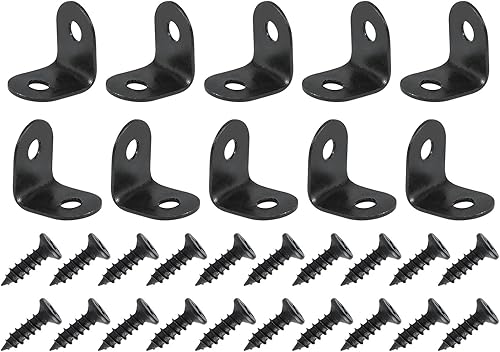 DTGN 0.47'x0.47'x0.35'(LxBxH) L Halterung Ecke Klammern -10Pack- Gut für Ausbessern Holzen Möbel - Metall Recht Angle Klammern mit Schrauben - Schwarz - Cheap-Us