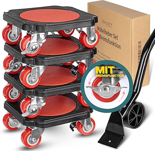 Der praktische Möbelroller mit BREMSEN – 4X Möbelgleiter und Möbeltransportrollen - Ideale Möbelrollen für mühelosen Transport – Hochwertiger Transportroller und Möbelheber für schwere Möbel - Cheap-Us