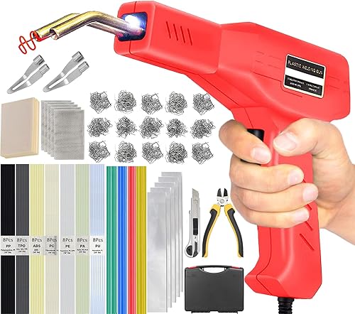 220W Kunststoff Schweißgerät Auto Stoßstange Reparaturset,2-in-1 Kunststoff Reparaturset mit 800PCS Klammern 64pcs 8 Typen Kunststoff-Schweißstäbe,Kunststoff Schweißen,Hot Hefter für Auto Stoßstange - Cheap-Us