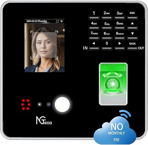 NGTeco Cloud-zeiterfassung für kleinbetriebe, 2,4-GHz-WLAN-Zeitkartenmaschine für kleine Unternehmen mit Software und App für iOS/Android, inklusive 5 RFID-Karten, Keine monatlichen Gebühren - Cheap-Us