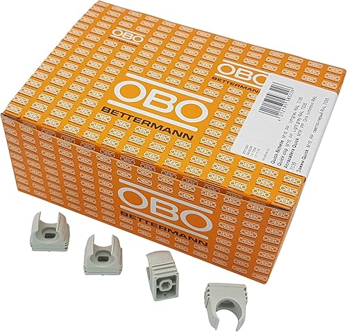 50x OBO Bettermann M25 Quick-Schellen | Klemmschelle | Rohrschelle | anreihbar | lichtgrau | 25mm | 50 Stück - Cheap-Us