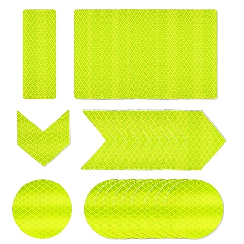 ERBO 30 Stück Warnung Reflektorband Selbstklebend, Reflektierende Aufkleber Nachtsichtbarkeit Warnklebeband, Reflektoren Aufkleber für Fahrrad, Motorrad, Helme, Kinderroller (Gelb,3 x 8 CM) - Cheap-Us