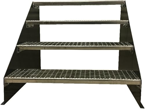 TMM Freistehende Standtreppe Stahltreppe 4 Stufen/Breite 60cm Höhe 84cm Anthrazitgrau/Stabile Industrietreppe für den Außenbereich - Cheap-Us