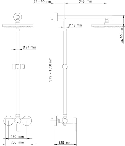 Duschsystem Regendusche mit Einhebelmischer und Kopfbrause eckig chrom von Schulte - Cheap-Us