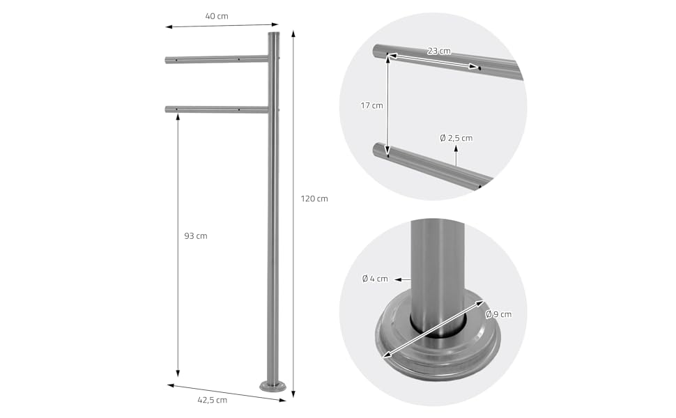 ML-Design ML-654/Briefkastenständer Edelstahl Silber