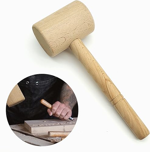 LIANCHEN Holzhammer Klüpfel Holzhammer Werkzeug Holzhammer Rund Solider Hammerkopf mit Komfortablem Gratfrei für die Montage Aller Arten von Holzmöbeln und Schlagwerkzeug für Heimwerker in Lederwaren - Cheap-Us