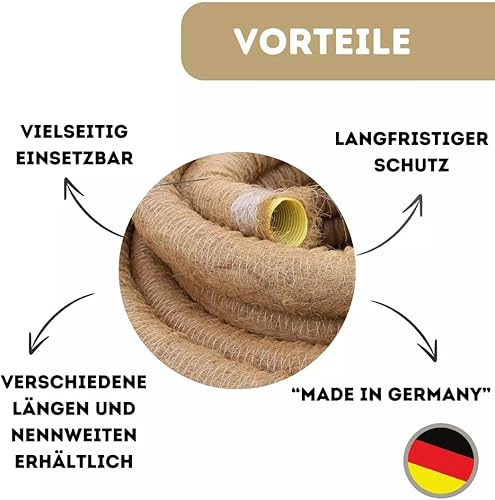Doubleyou Geovlies & Baustoffe | Kokosdrainage | Drainagerohr mit Kokosummantelung | DN80 Gelocht | 10 Meter | Flexibles PVC-U Dränrohr | DIN 1187 | Effektive Entwässerung für Keller, Garten und mehr - Cheap-Us