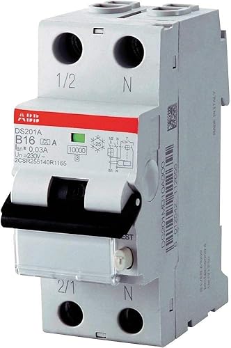 ABB PK FI-Schutzschalter ABB-DS201A-B16/0,03 (2-polig, 230 V, 16 A), grau, 2CSR255140R1165, weiß - Cheap-Us