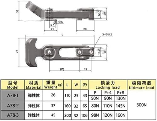 Chiloskit 4 Packungen T-Griff Gummi Flexible Zugriegel für Werkzeugkoffer, Kühler, Golfwagen, Bauernhof-Maschinen, A78 A78-3 - Cheap-Us