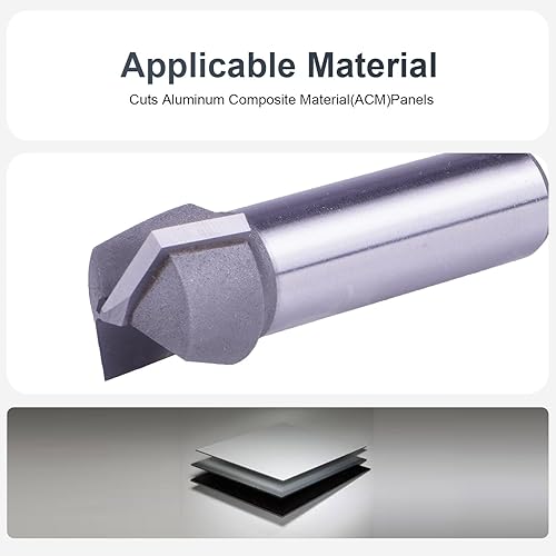 SpeTool V-Nut 90 Grad klappbar 12mm Schaft V Bit Doppelschneidiges Hartmetall-Klappmesser für Aluminium-Verbundplatten Fräser mit Hartmetallspitze - Cheap-Us