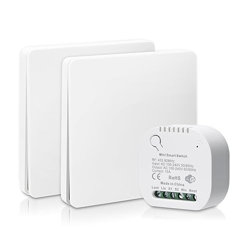 BLHXDM Funkschalter 230V 15A Funk lichtschalter aufputz set funkschalter ohne batterie verwendet für licht steuerung in badezimmer schlafzimmer hotels aussen innenhöfe - Cheap-Us