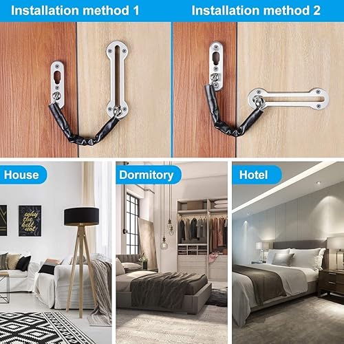 Türkette Edelstahl-Haustür-Sicherheitskette, Ochleistungs-Sicherheitstürverriegelungen Mit 304 Schrauben, Geeignet Für Alle Arten Von Innentüren (Kettenlänge: 160 Mm) - Cheap-Us