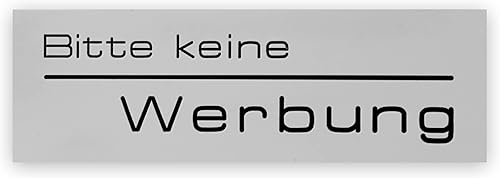 Gravur 24 Briefkastenschild Bitte keine Werbung zweizeilig graviert 7,5x2,5cm selbstklebend Grau - Cheap-Us