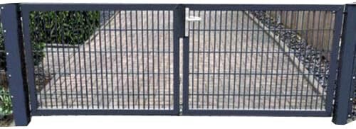 Doppelflügeltor Einfahrtstor Gartentor Matten-Tor Hoftor Grau Anthrazit RAL 7016 / 350cm x 103cm (BxH) inkl. Pfosten - Cheap-Us