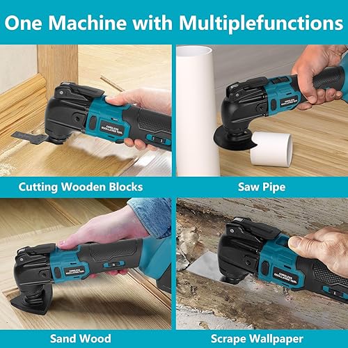 Yofuly Multitool Akku Multifunktionswerkzeug für MMAKI-TA 18V Akku, Multimaster 6 Einstellbare Geschwindigkeiten, Oszillationswerkzeug zum Trennen, Schleifen und Schaben (Batterien Nicht Enthalten) - Cheap-Us