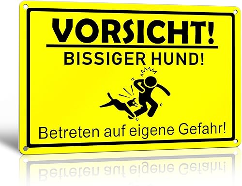 TAKULA Warnung vor dem Hund Schilder-Vorsicht Freilaufender Hund-30 * 20CM Gebürstetes Metall Achtung Hund Schild|Pack of 1 - Cheap-Us