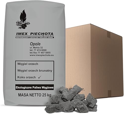 PALIGO Kokskohle Mittel 20-40mm 20kg Sack 1 Paket Steinkohle Nusskohle Schmiedekohle Schmiedekoks Heizkohle Kesselkohle Esskohle Fettkohle Fettnuss Kohle Koks Kamin Ofen Imex Piechota - Cheap-Us