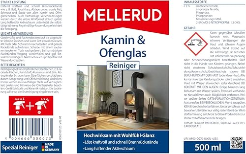 MELLERUD Kamin & Ofenglas Reiniger | 1 x 0,5 l | Reinigungsmittel zum Entfernen von hartnäckigen Verschmutzungen auf Kamin- und Ofenglasscheiben - Cheap-Us