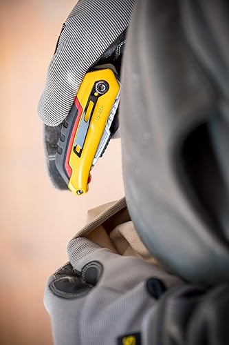 Stanley FatMax Klappmesser 0-10-825 (mit einziehbarer Klinge, ergonomisches Design, werkzeugloser Klingenwechsel, mit Bandschneider, Gürtelclip & 3 Trapezklingen) - Cheap-Us