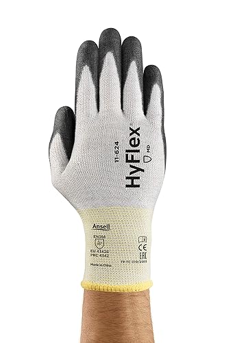 Ansell HyFlex 11-624 Arbeitshandschuhe aus Dyneema, Hoher Schnittschutz und Ausgezeichnete Flexibilität, PU-Beschichtung für Sicheren Griff, Waschbar, Größe 9/L (12 Paires) - Cheap-Us