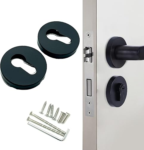 OHYER runde Edelstahl matt Rosette Türgriff Drückergarnitur Zylinderrosette matt oval rosette edelstahl schutzrosette für profilzylinder oval Schwarz Für Innen- und Außentüren Rundprofil-Zylinder (1#) - Cheap-Us