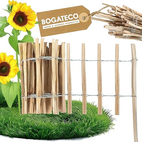 BOGATECO Haselnuss Roll-Steckzaun aus Holz | Gartenzaun 60cm Hoch & 500cm Lang | Holz-Zaun | Lattenabstand 7-8cm | Staketenzaun Perfekt als Beet-Umrandung oder Weg-Abgrenzung Zaun Garten Hundezaun - Cheap-Us