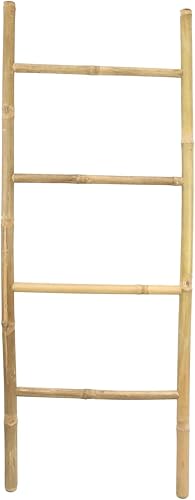 Dekoleidenschaft Handtuchleiter aus Bambus, 115 cm hoch, 4 Sprossen, Handtuchständer, Kleiderständer, Pflanzenleiter, Kleiderleiter, Aussen-Handtuchhalter, Anlegeleiter, Kletterhilfe, Garten-Deko - Cheap-Us