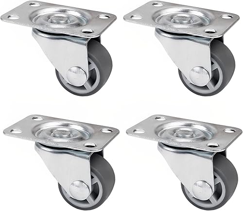 PRIOstahl Möbelrollen Lenkrollen Laufrollen Transportrollen Bettkastenrollen - 40mm x 4 Stück Rollen Grau drehbar für Möbel Bettkasten Stuhlrollen TPE-Räder mit Anschraubplatte & Kugellager - Cheap-Us