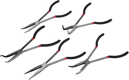 5tlg Lange Spitzzange Set, Zange Satz Spitzzange Telefonzange Rundnasenzange Auto Lang Zangensatz 11'/180mm - Cheap-Us