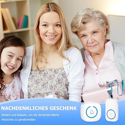 Notrufknopf für Senioren - Hausnotruf Senioren, Hausnotruf für Senioren SOS Alarm Notruf Knopf mit Vibration, Licht und Klingelton (1 Sender + 1 Empfänger) - Cheap-Us