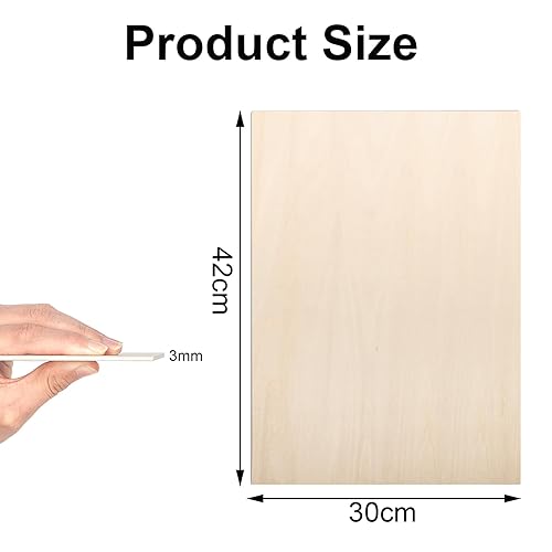 12 Stück Sperrholzplatte 3mm, A4 Sperrholz 30 x 21 cm, Linde Sperrholz, Dünne Holz-Zuschnitte, Holzplatten für für DIY Holzarbeiten, Laserbearbeitung, Brandmalerei, Modellbau, Deko, Gemälde - Cheap-Us